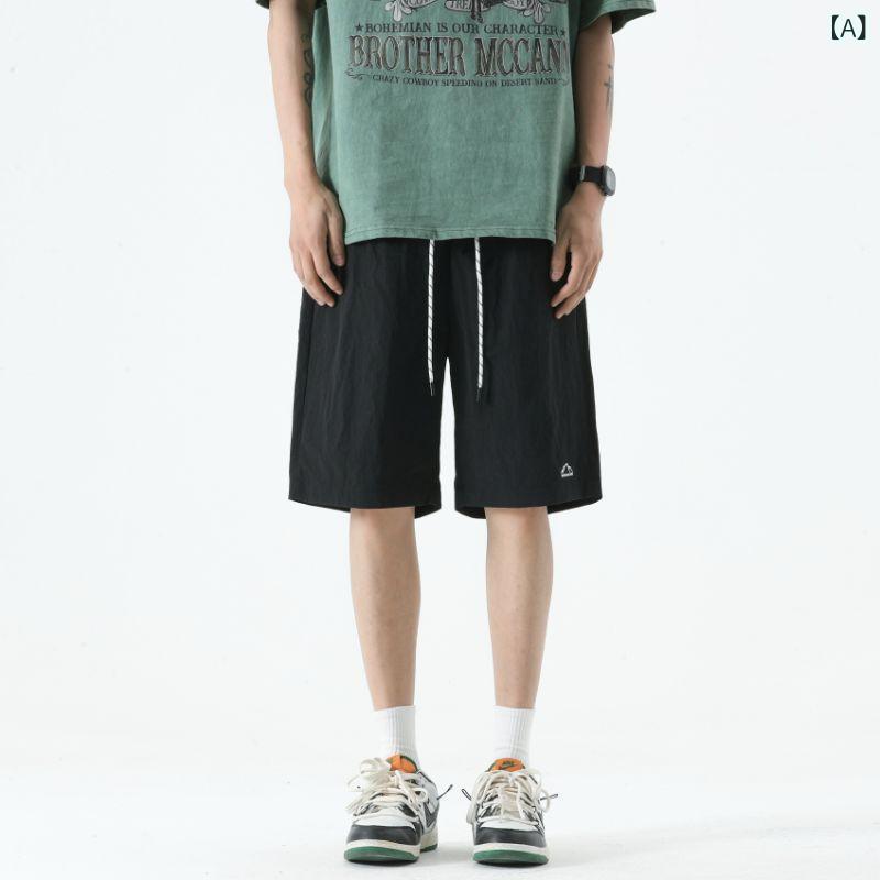 ビジョンストアのハーフパンツ メンズ パラシュートパンツ カーゴショーツ 半ズボン ショートパンツ 傘兵パンツ スポーツパンツ 短パン ビーチパンツ サマーパンツ スポーティー ボトムス 男性用 紳士 カジュアル 運動用 速乾 通気性 軽量 防砂 防風 薄手 アウトドア｜アングル2