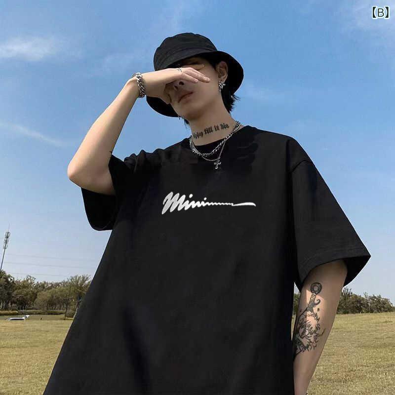 Tシャツ カットソー トップス メンズ レディース 男女兼用 半袖 綿100% コットン クルーネック 丸首 春夏 ティーシャツ プルオーバー ゆったり ビッグシルエット カジュアル ストリート 英字 ロゴ プリント カップル ペアルック お揃い リンク vision-stores-10229337 ビジョンストア サンプル画像2