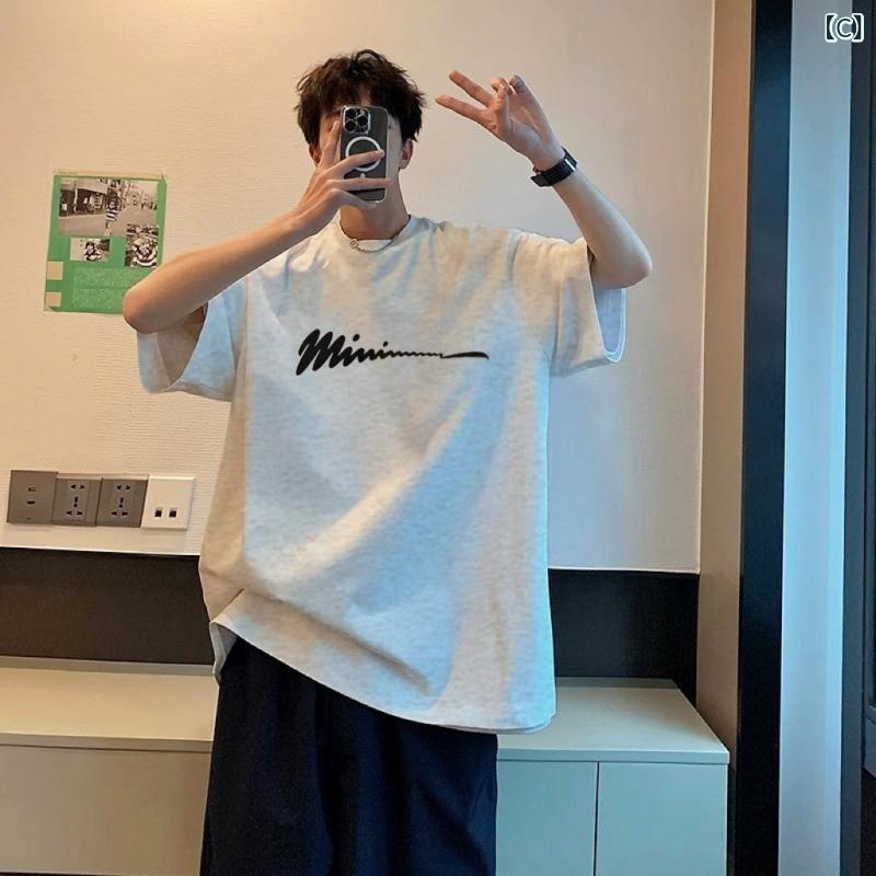 Tシャツ カットソー トップス メンズ レディース 男女兼用 半袖 綿100% コットン クルーネック 丸首 春夏 ティーシャツ プルオーバー ゆったり ビッグシルエット カジュアル ストリート 英字 ロゴ プリント カップル ペアルック お揃い リンク vision-stores-10229337 ビジョンストア サンプル画像3