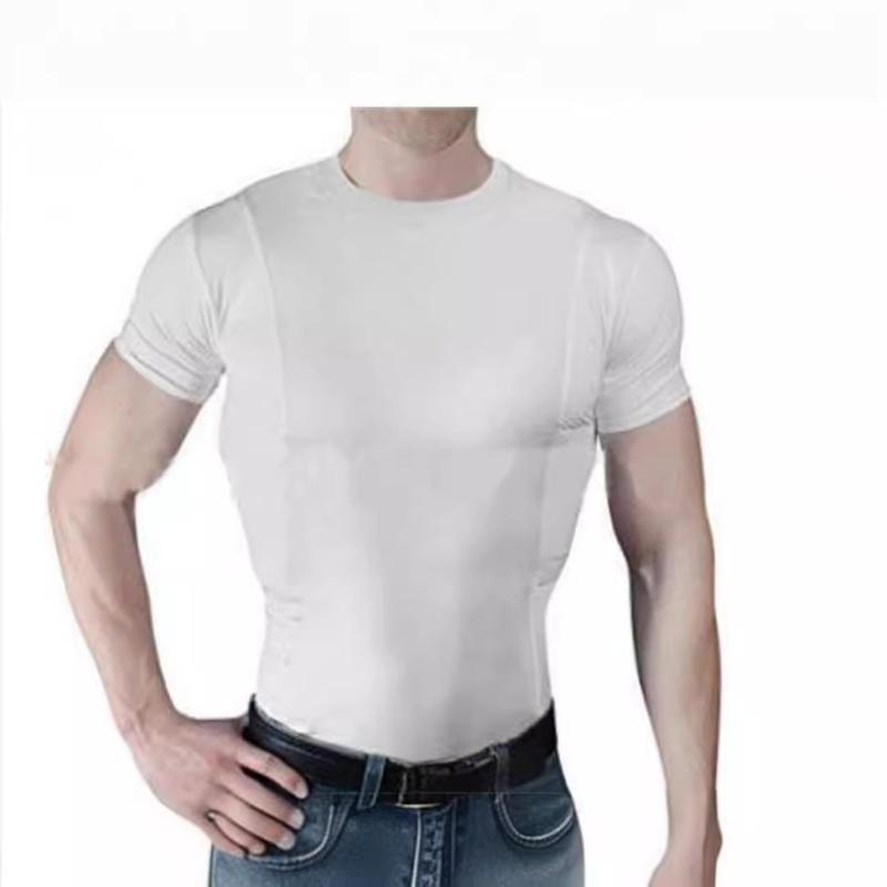 Tシャツ メンズ 男性用 半袖 丸首 クルーネック スリム 細身 タイト 伸縮性 ストレッチ ミリタリー タクティカル トップス カジュアル 無地 インナー