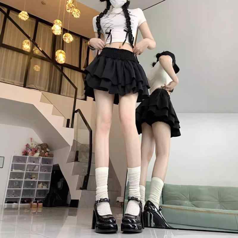 スカート レディース 春夏 ショート丈 ティアードスカート フリル 2段 二層 デザイン ボトムス Aライン ハイウエスト 芭蕾 バレエ風 ぽわん ギャザー ふんわり ボリューム 膝上 ミニ ミニスカート カジュアル
