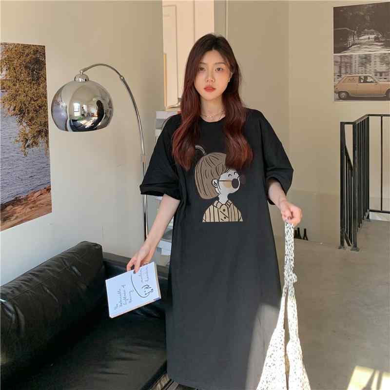 ワンピース レディース 半袖 睡裙 ルームウェア 部屋着 パジャマ ネグリジェ Tシャツワンピ ロング 膝丈 膝下 ミモレ丈 クルーネック 丸首 プルオーバー 無地 ゆったり 体型カバー 大きいサイズ シンプル カジュアル 春夏 サマー