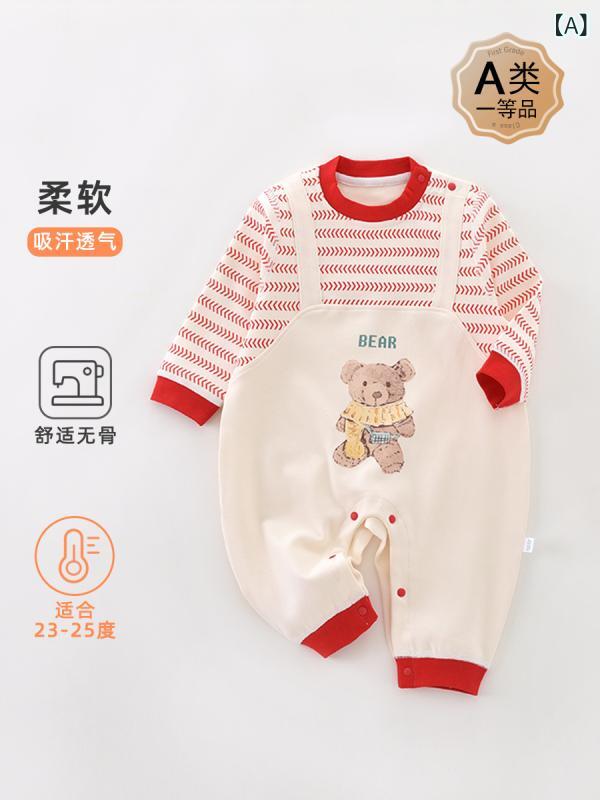・カテゴリ: 连身衣、爬服・スタイル: 韓国風・主な素材: 綿95%・袖丈: 長袖・カラー展開: 背带小熊-红色、背带小熊-藍色、背带小熊-绿色・サイズ展開: 66cm（推奨体重：5-6.5kg）、73cm（推奨体重：6.5-8kg）、80cm（推奨体重：8.5-10kg）、90cm（推奨体重：10.5-13kg）