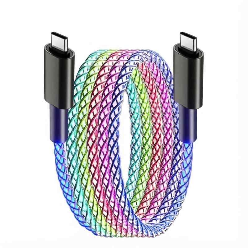 YFFSFDC 光る 充電ケーブル カラフル USB Type-C ケーブル 1m PD 66W 急速充電 高速データ転送 断線防止 超高耐久 ライトアップされた電話充電ケーブル iphone17/16/15シリーズ/iPad/MacBook Pro/Galaxy S24/Matebook/iPad/Xperia等USB-C各種対応 (usbA to TypeC)