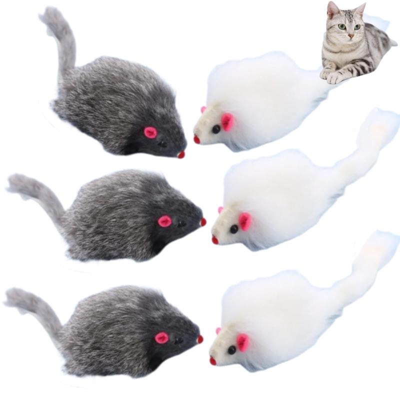 ビジョンストアのYFFSFDC 猫 おもちゃネズミぬいぐるみ ふわふわ柔らか 猫 噛む おもちゃ 天然ラビットファー 無着色 ネズミ型 投げる肥満解消 運動不足ストレス解消｜アングル2