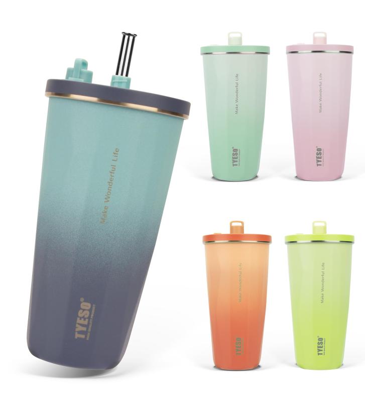 【SNSで話題】TYESO タンブラー ストロー付き 470ml ステンレス 蓋付き 真空断熱 保温 保冷 アウトドア 持ち運び便利 直飲み 漏れない 大容量 多色 トラベル vision-stores-10604961 ビジョンストア サンプル画像3