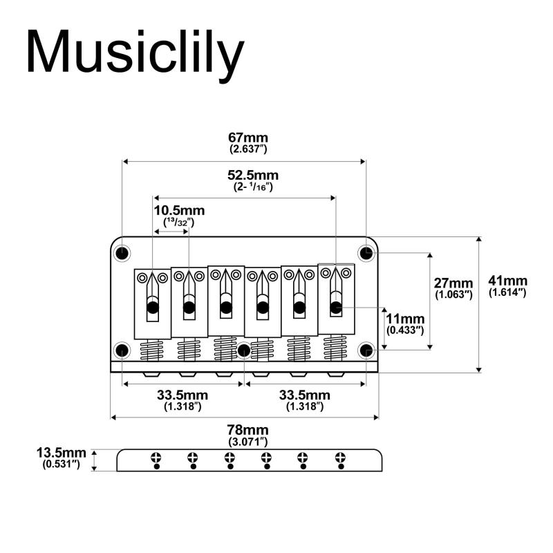Musiclily6弦固定ハードテイルタイプ6弦ギター用ブリッジ vision-stores-10248741 ビジョンストア サンプル画像3