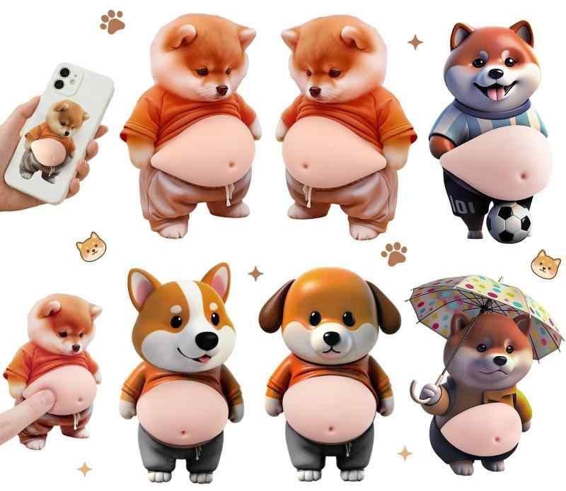 GOKEI ぷにぷに おなか シール お腹 3D 立体 ステッカー スクイーズ 猫 犬 癒し 柴犬 三毛猫 vision-stores-10249707 ビジョンストア サンプル画像2