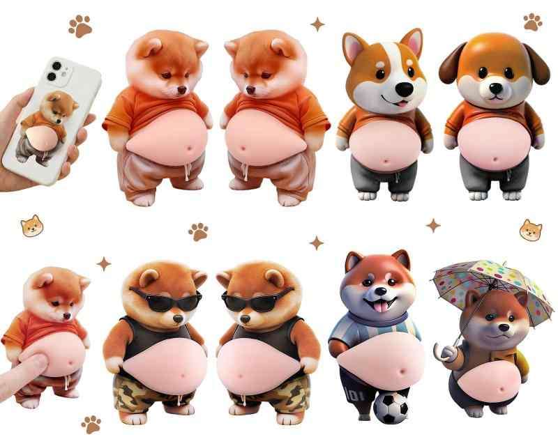GOKEI ぷにぷに おなか シール お腹 3D 立体 ステッカー スクイーズ 猫 犬 癒し 柴犬 三毛猫 vision-stores-10249707 ビジョンストア サンプル画像3