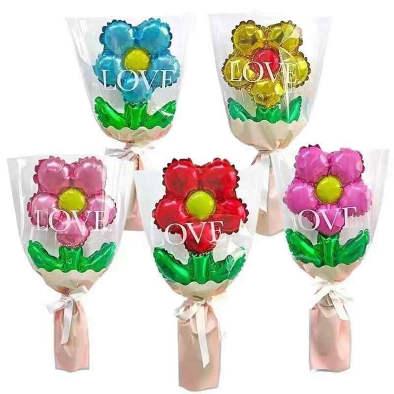 DIFEIUKI バルーンフラワー ブーケ 30本セット スティックバルーン 花束 縁日 誕生日 発表会 お祭り 入園祝い 卒園祝い バレンタインデー イベント 景品ギフト プチギフト パーティー 小物 空