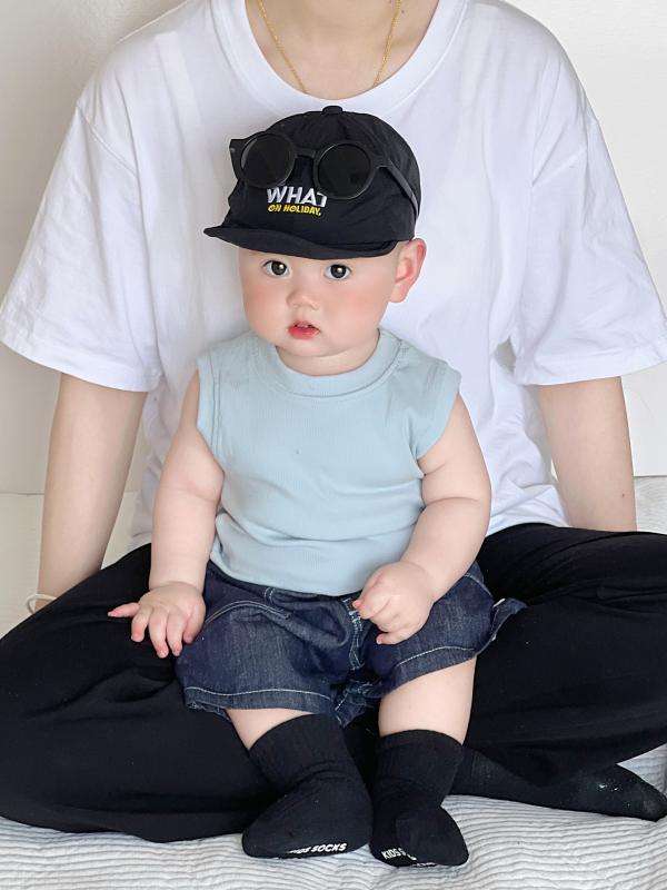 Tシャツ ベビー キッズ 男の子 女の子 サマー 夏 ノースリーブ タンクトップ インナー トップス 肌着 丸首 ラウンドネック プルオーバー 無地 薄手 伸縮性 ストレッチ 普段使い お出かけ 通園 カジュアル