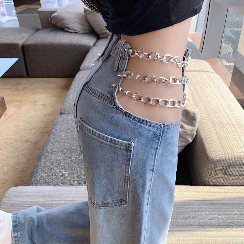 ・カテゴリ: デニムパンツ・素材: 綿（デニム生地、含有量80%以上90%未満）・スタイル: ストレート、カジュアル、和風・丈: フルレングス・ウエスト: ハイウエスト、ミドルウエスト・生地の厚さ: 普通・デザイン特徴: ポケット、切り替え・カラー展開: ブルー・サイズ展開: XS、S、M、L、XL、2XL・伸縮性: なし