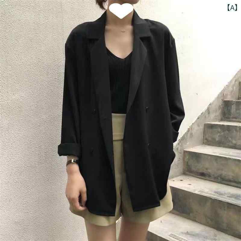 テーラードジャケット レディース 春夏 薄手 長袖 アウター 小西服 上着 羽織り 落ち感 ゆるシルエット 骨格ウェーブ 体型カバー 着痩せ オフィス カジュアル 通学 通勤用 普段使い デイリー シンプル 無地 日焼け防止 防寒 冷房対策 vision-stores-10262901 ビジョンストア サンプル画像2