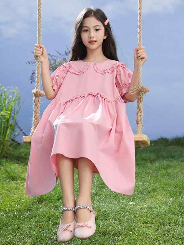 ワンピース キッズ 女の子 子供用 ガールズ 半袖 洋服 プリンセス ドレス レース フリル 通園 通学 普段使い カジュアル 夏 サマー かわいい おしゃれ ガーリー フェミニン