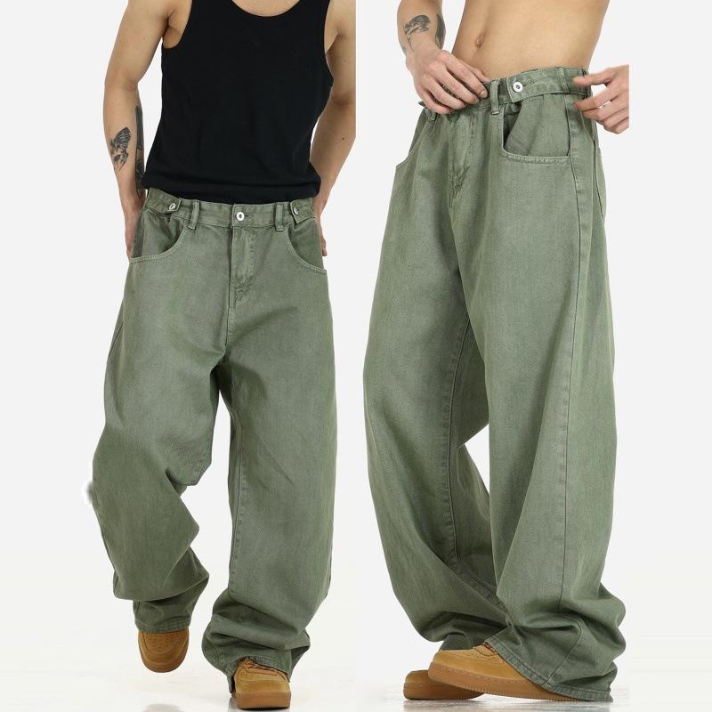 ジーンズ メンズ デニム パンツ ジーパン ヴィンテージ風 レトロ ウォッシュ加工 ストレート ワイド 太め ゆったり カジュアル ボトムス ズボン アメカジ ストリート ルーズフィット おしゃれ ロングパンツ