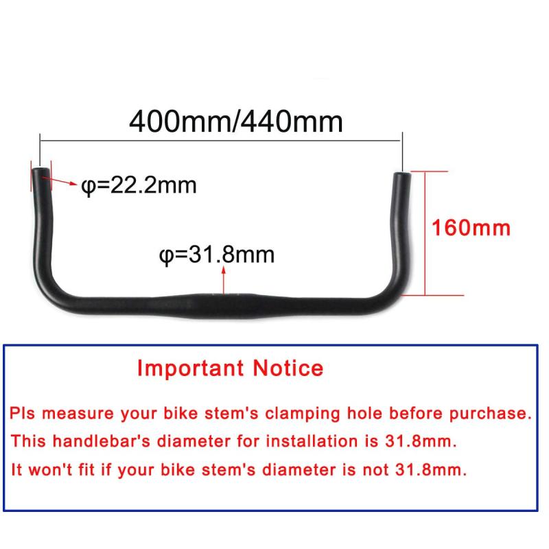 ビジョンストアのUPANBIKE バイクハンドルバー ブルホーンハンドルバー アルミニウム合金バー φ31.8mm* 400mm / 440mm固定ギアバイク ロードバイク用｜アングル2