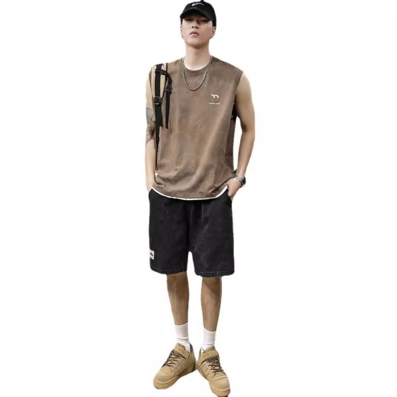 タンクトップ メンズ 男性用 トップス ノースリーブ Tシャツ カットソー インナー 重ね着 運動 スポーツ トレーニング ランニング フィットネス ジム 部屋着 普段使い カジュアル アメカジ ヴィンテージ風 ピグメント染め ウォッシュ加工 無地 綿