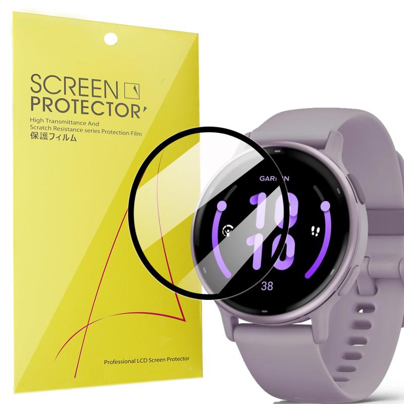 Lamsaw for vivoactive 5スマートウォッチ 保護フィルム,【3枚セット】全面保護 フィルム 3D全面保護 フロート高感度タッチ高透過率 水防指紋防止 Garmin vivoactive 5スマートウォッチに対応
