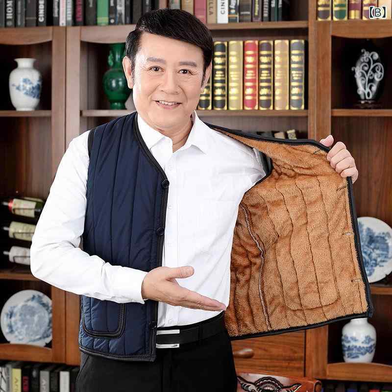 ベスト メンズ 中高年 父親 シニア 紳士 チョッキ ジレ アウター トップス ノースリーブ 秋冬 裏起毛 防寒 保温 暖かい 厚手 大きいサイズ ゆったり カジュアル 普段使い 部屋着 散歩 お出かけ 無地 軽量 ブラック グレー ブラック vision-stores-10274761 ビジョンストア サンプル画像3