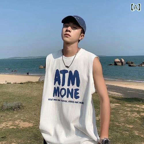 タンクトップ メンズ 男性用 ノースリーブ tシャツ トップス カットソー サマー ベスト 運動 スポーツ 筋トレ フィットネス ジム バスケットボール カジュアル 丸首 クルーネック プルオーバー ゆったり ビッグシルエット 伸縮性 速乾 薄手 快適