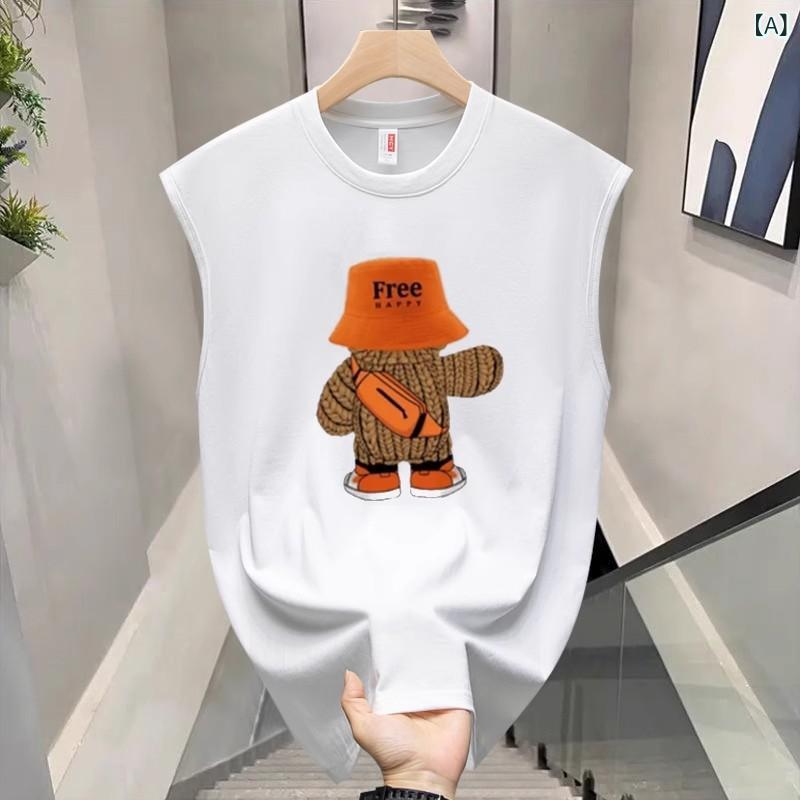 タンクトップ メンズ トップス ノースリーブ Tシャツ カットソー 部屋着 綿 コットン 接触冷感 吸湿速乾 涼しい 通気性 軽量 伸縮性 クルーネック 丸首 スリット 無地 春 夏 サマー カジュアル スポーツ 運動
