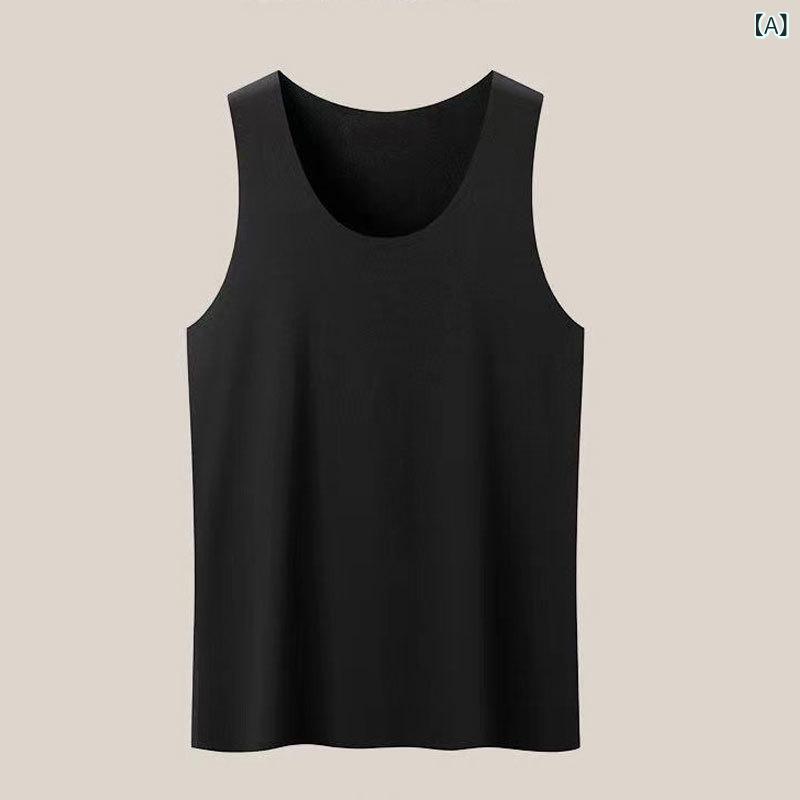 タンクトップ メンズ 男性用 インナー ノースリーブ トップス シャツ インナーシャツ 肌着 アンダーウェア 伸縮性 ストレッチ 高弾性 肌に優しい 快適 涼しい 薄手 無地 紳士 シニア 普段使い 通気性 軽量 vision-stores-10276619 ビジョンストア パッケージ画像