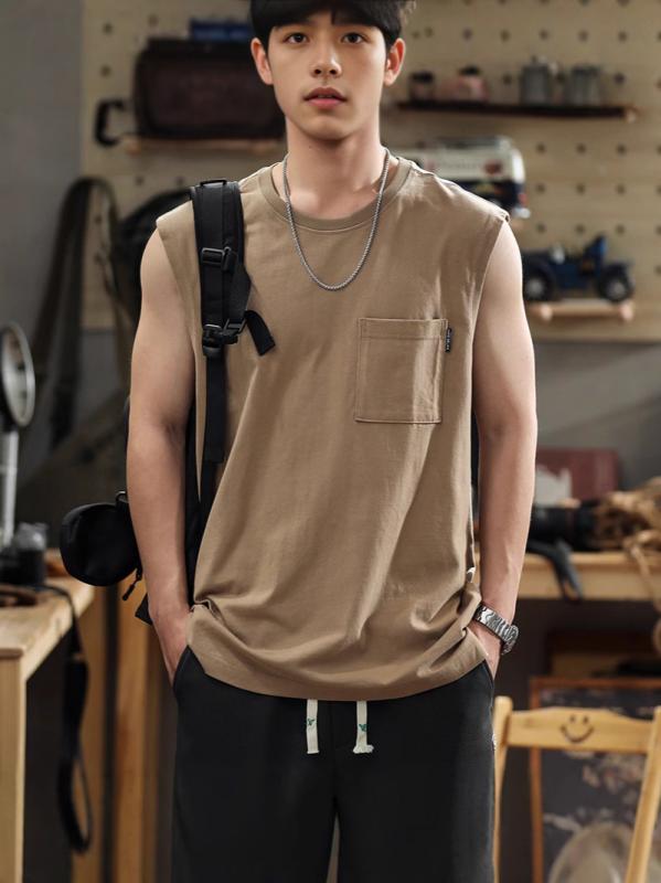 タンクトップ メンズ 男性用 ノースリーブ tシャツ トップス カットソー 厚手 重ね着 アメリカン レトロ カジュアル ゆったり 運動着 スポーツウエア ランニング バスケットボール トレーニング フィットネス ジム 部屋着 普段使い