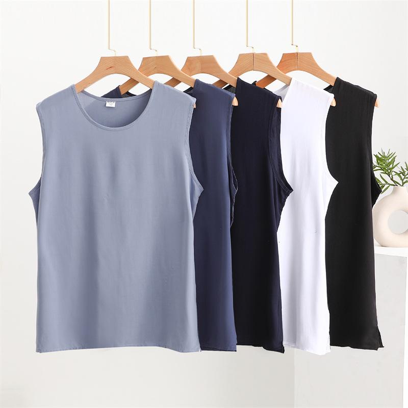 タンクトップ メンズ シニア ノースリーブ Tシャツ パジャマ ルームウェア 部屋着 寝巻き トップス インナー 汗取り シャツ レーヨン 人造綿 薄手 軽量 通気性 涼しい 快適 吸水 速乾 無地 大きいサイズ 普段使い vision-stores-10277279 ビジョンストア パッケージ画像