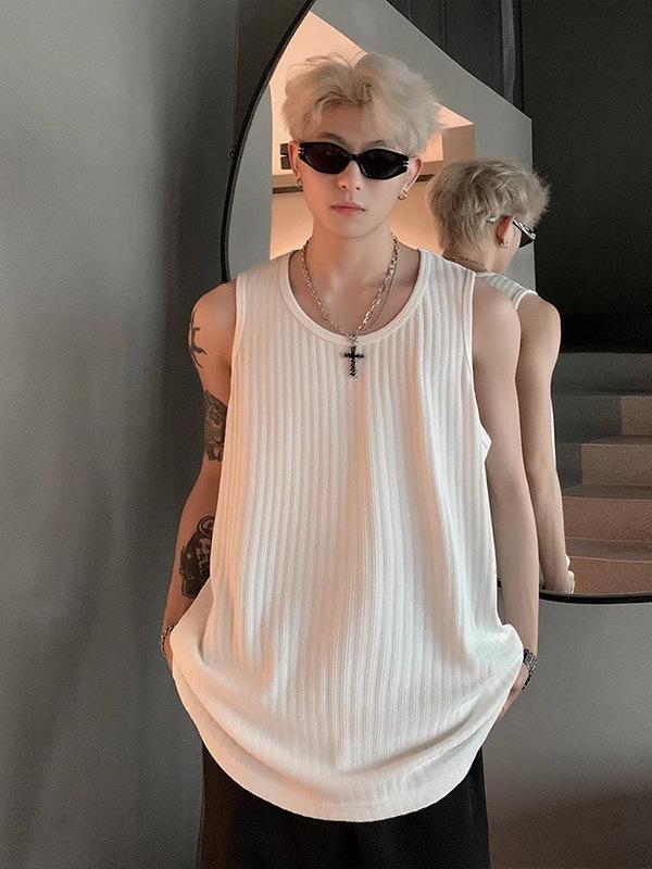 タンクトップ メンズ 男性用 ノースリーブ Tシャツ 接触冷感 リブ トップス インナー 下着 肌着 部屋着 ルームウェア スポーツ 運動 ランニング フィットネス ジム 筋トレ 伸縮性 ストレッチ 涼しい 吸汗 速乾 薄手 無地 普段使い カジュアル