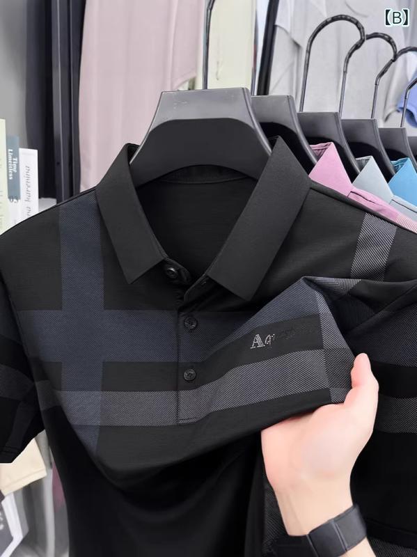 Tシャツ メンズ ポロシャツ 半袖 トップス カットソー 男性用 紳士服 襟付き 接触冷感 無痕 ノンストレス ビジネス カジュアル 通勤用 通学 普段着 部屋着 ゴルフ お父さん 父親 パパ シニア 軽量 通気性 伸縮性 快適 薄手 vision-stores-10278134 ビジョンストア サンプル画像2