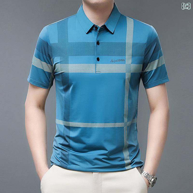 Tシャツ メンズ ポロシャツ 半袖 トップス カットソー 男性用 紳士服 襟付き 接触冷感 無痕 ノンストレス ビジネス カジュアル 通勤用 通学 普段着 部屋着 ゴルフ お父さん 父親 パパ シニア 軽量 通気性 伸縮性 快適 薄手 vision-stores-10278134 ビジョンストア サンプル画像3