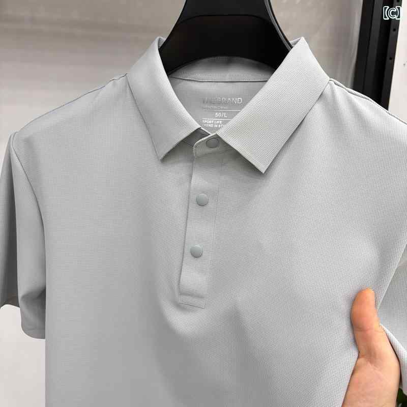Tシャツ メンズ 半袖 カットソー トップス サマーニット 接触冷感 吸湿 速乾 襟付...
