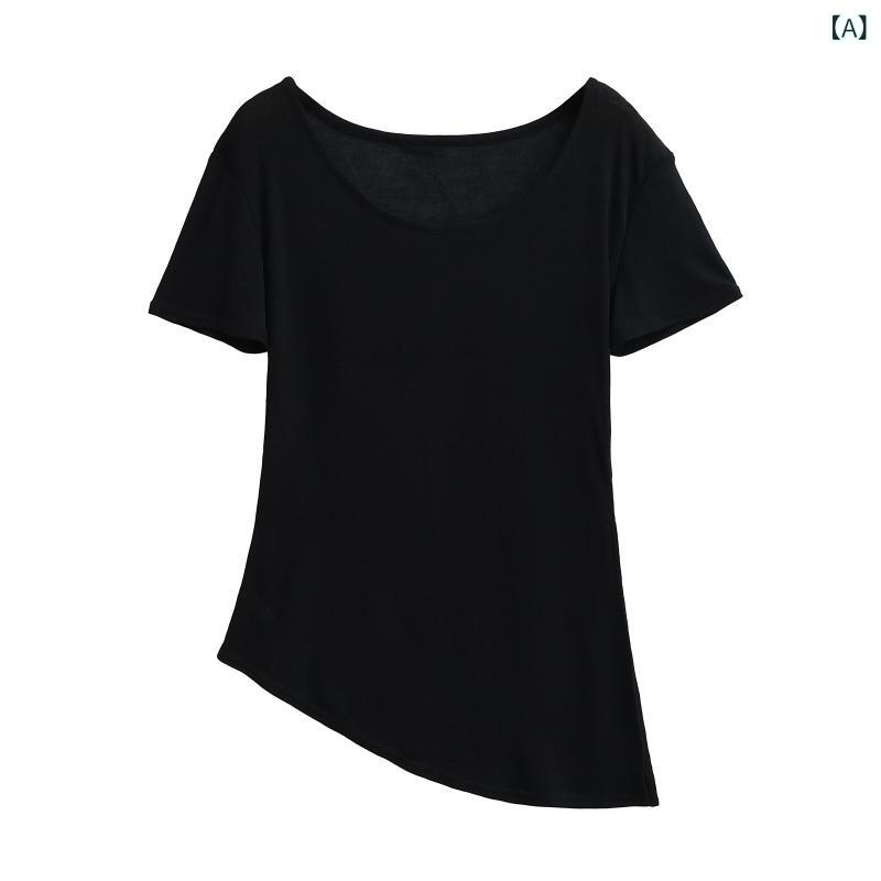 ビジョンストアのTシャツ カットソー トップス レディース 長袖 肩出し オフショル アシンメトリー スリット ボートネック プルオーバー スッキリ 華奢見え 細見え シンプル 無地 カジュアル 部屋着 普段使い デート ルームウェア｜アングル2