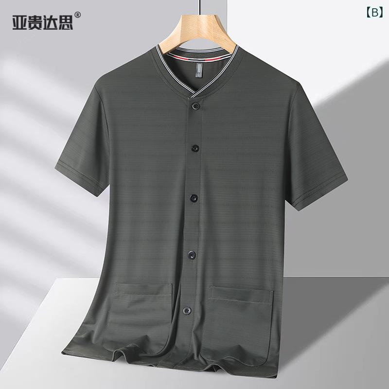 Tシャツ メンズ シニア 接触 半袖 カーディガン ボタン 涼感 速乾 ゆったり トップス 父の日 ギフト vision-stores-10404570 ビジョンストア サンプル画像2