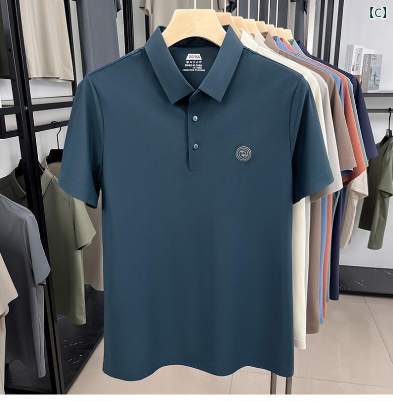 ポロシャツ メンズ 半袖 カットソー Tシャツ トップス 襟付き プルオーバー 春夏 紳士服 男性用 中年 父親 お父さん シニア ビジネス カジュアル 通勤 普段使い 無地 シンプル ナイロン スパンデックス 快適 伸縮性 通気性 軽量 涼しい 薄手 vision-stores-10281859 ビジョンストア サンプル画像3