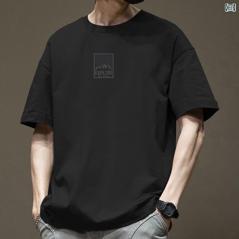 Tシャツ メンズ 半袖 カットソー トップス 新疆綿 100% プレミアムコットン 重磅 ...