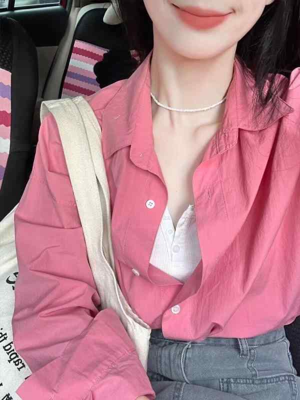 シャツ レディース 長袖 ブラウス 薄手 UVカット ピンク 無地 春夏 デザイン感 おしゃれ カジュアル 羽織り アウター 重ね着 シンプル ゆったり 紫外線対策 日焼け防止 vision-stores-10291072 ビジョンストア パッケージ画像