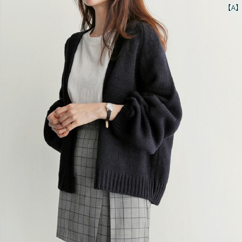 カーディガン レディース ニット Vネック 薄手 春秋 カジュアル おしゃれ 無地 ゆったり 羽織り アウター 重ね着 高級感 体型カバー トップス 普段着 vision-stores-10292202 ビジョンストア サンプル画像2