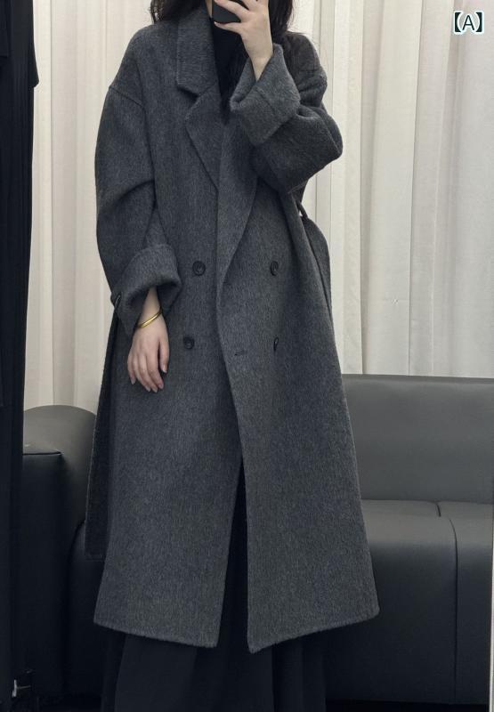 コート レディース 秋冬 ロング丈 ウール ダブルボタン ベルト付き 暖かい 防寒 厚手 韓国風 無地 通勤 オフィス アウター 羊毛 vision-stores-10297848 ビジョンストア サンプル画像2