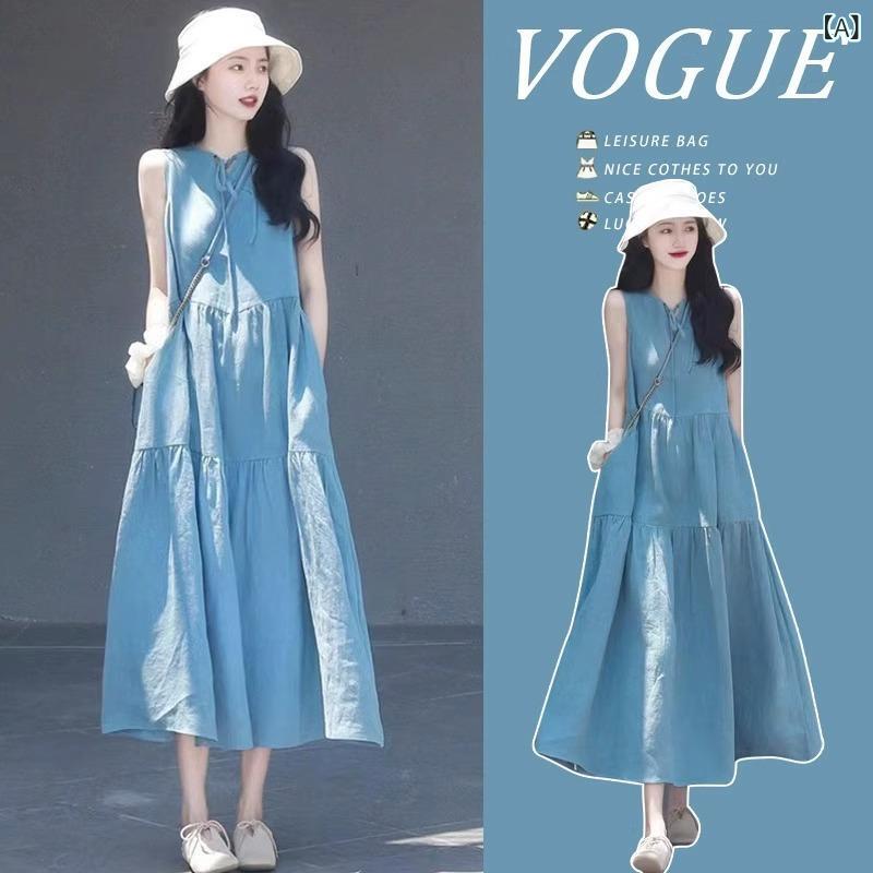 ワンピース レディース マタニティ ノースリーブ ロング丈 フランス風 妊婦服 エレ...