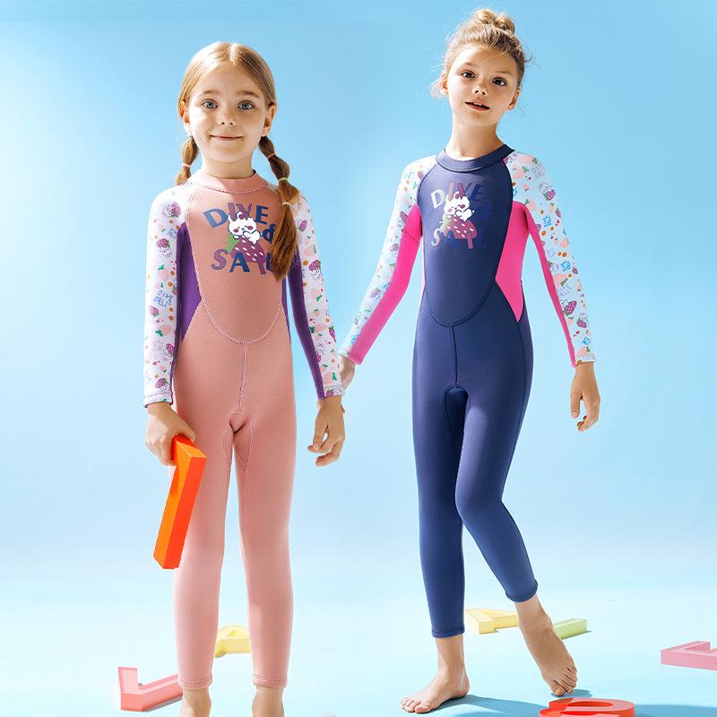 ウェットスーツ キッズ 女の子 2.5mm 長袖 ワンピース 防寒 日焼け防止 接触冷感 シュノーケリング サーフィン マリンスポーツ