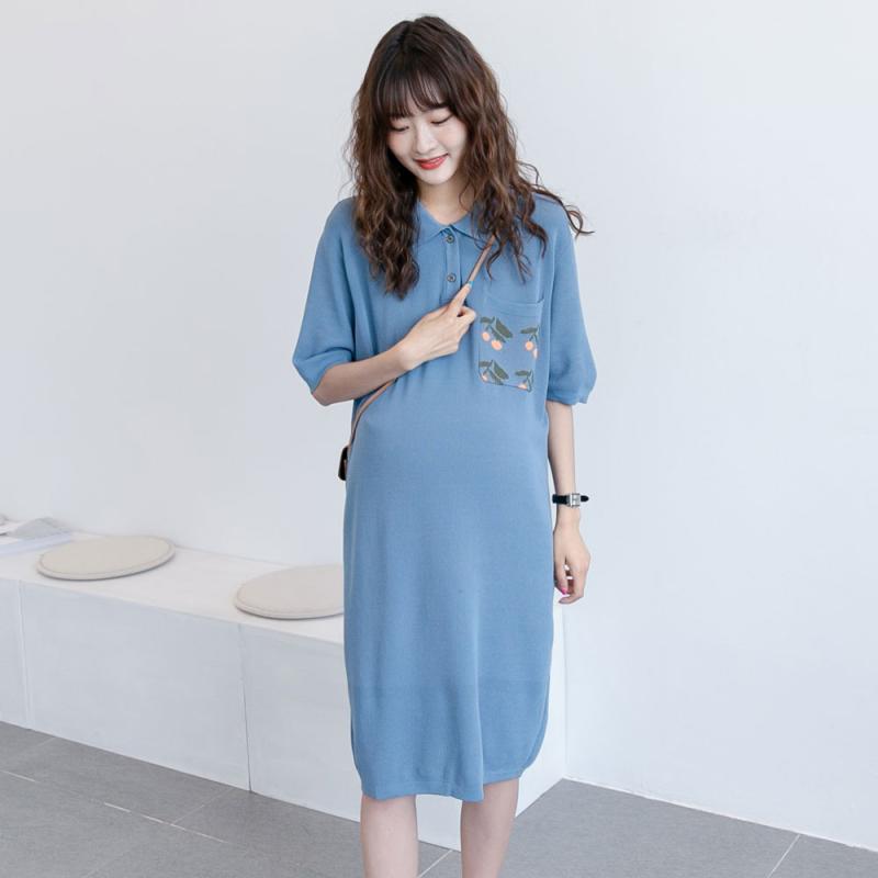 ワンピース 妊婦服 レディース マタニティ 半袖 ポロ襟 膝丈 接触冷感 ゆったり 体型カバー カジュアル お出かけ 上品 おしゃれ きれいめ