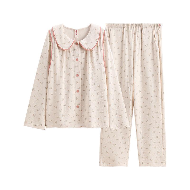 パジャマ レディース 春秋 長袖 綿 マタニティ 授乳服 産後 部屋着 ルームウェア 上下セット コットン 無地 ゆったり 妊婦服 授乳口付 おしゃれ ナチュラル シンプル マタニティウェア・素材: 睡眠綿、綿95-100%・スタイル: シンプルカジュアル・袖丈: 長袖・パンツ丈: 長ズボン・カラー展開: 杏色花柄・サイズ展開: M、L、XL、XXL、XXXL・生地の厚さ: 普通(181-200g/平米)
