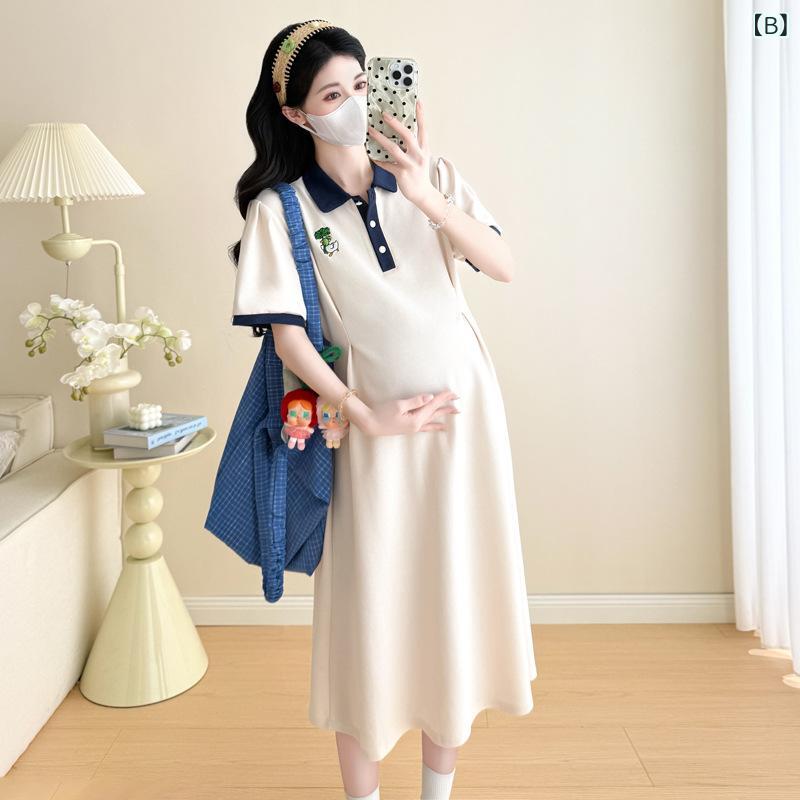 ワンピース マタニティ レディース 春夏 ゆったり 刺繡 痩せ見え 若見え 小柄 かわ...