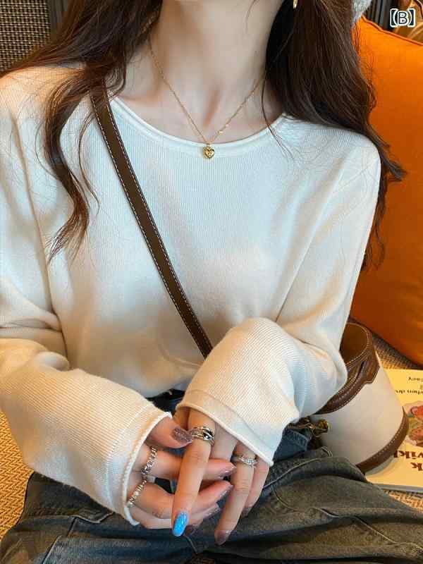 ニット レディース 長袖 丸首 プルオーバー インナー 春秋 冬服 トップス vision-stores-10304945 ビジョンストア サンプル画像3