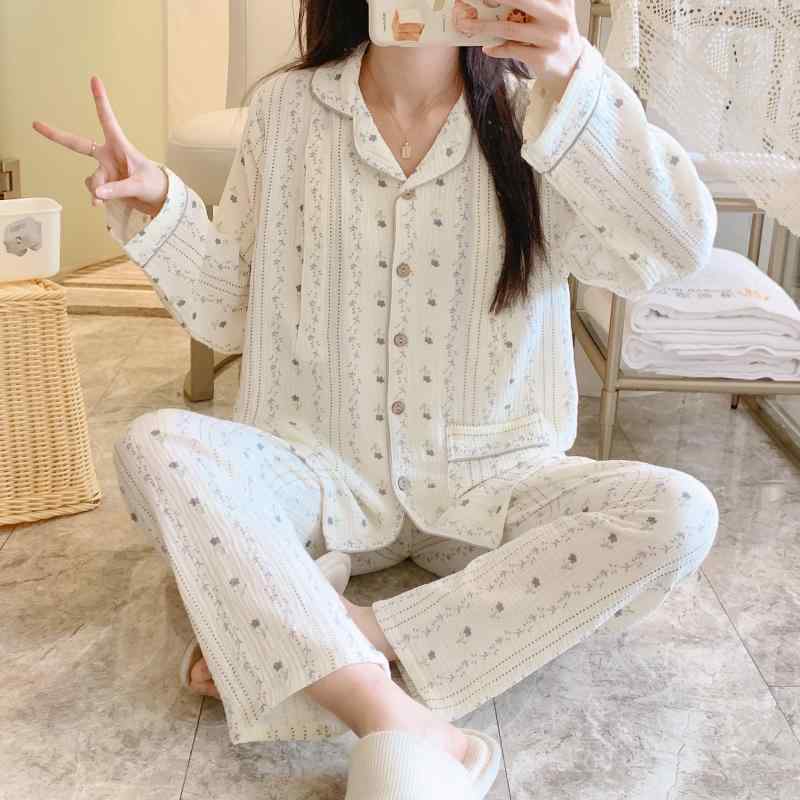 パジャマ レディース 妊婦 授乳服 綿 クレープ生地 オールシーズン マタニティ ル...
