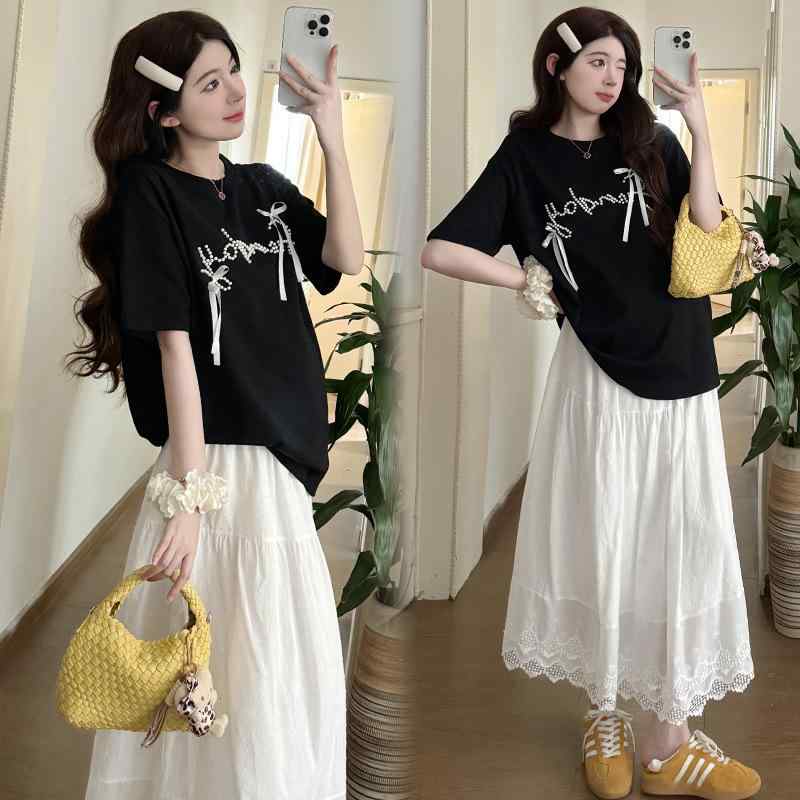 セットアップ 妊婦服 レディース 半袖 Tシャツ 豚鼻バックル スカート 2点セット ...