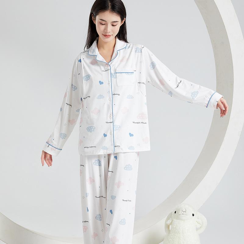 マタニティパジャマ レディース 産後 夏物 モダール 綿 授乳服 薄手 ルームウェア ...