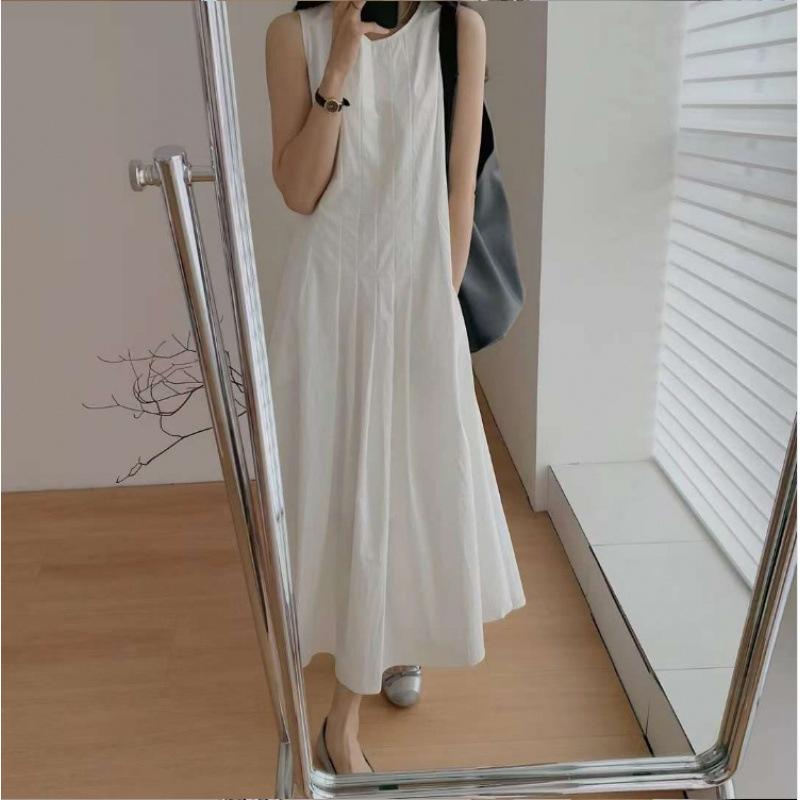 ワンピース マタニティ レディース ノースリーブ ロング丈 フランス風 通勤服 プリーツ Aライン 授乳服 マキシ丈 無地 カジュアル 綺麗め 妊婦服 オールシーズン 伸縮性 体型カバー
