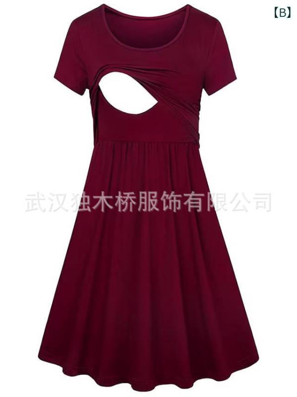 ビジョンストアのワンピース マタニティ レディース 春夏 ラウンドネック 切り替え 授乳服｜アングル2